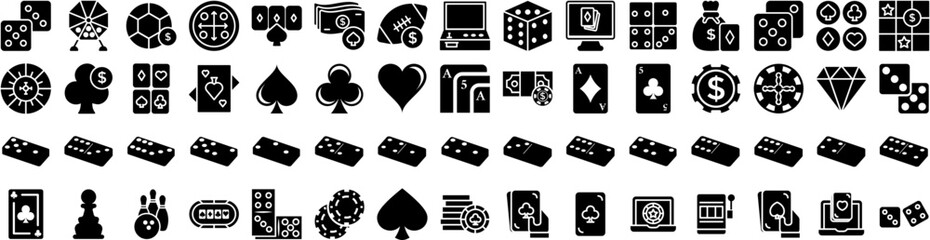 Set Of Gambling Icons Isolated Silhouette Solid Icon With Gamble, Casino, Play, Poker, Gambling, Money, Game Infographic Simple Vector Illustration Logo