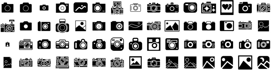 Set Of Photograph Icons Isolated Silhouette Solid Icon With Art, Photo, Design, Photograph, Picture, Camera, Photography Infographic Simple Vector Illustration Logo