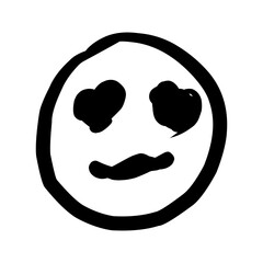 Hand Drawn Emoji faces Icon. Emoticon Doodle ink brush icons of happy, excited, sad, loved, angry face vector illustration.