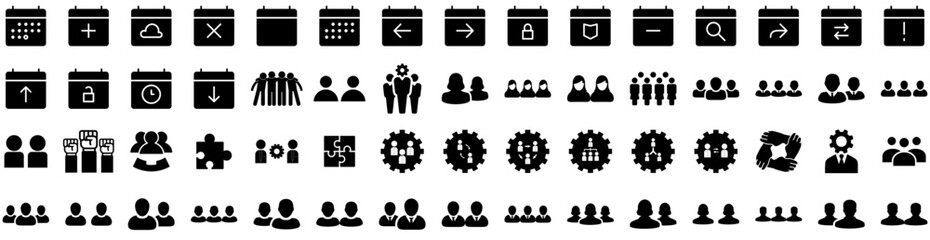 Set Of Teamwork Icons Isolated Silhouette Solid Icon With Cooperation, Group, Teamwork, Success, Business, People, Team Infographic Simple Vector Illustration Logo