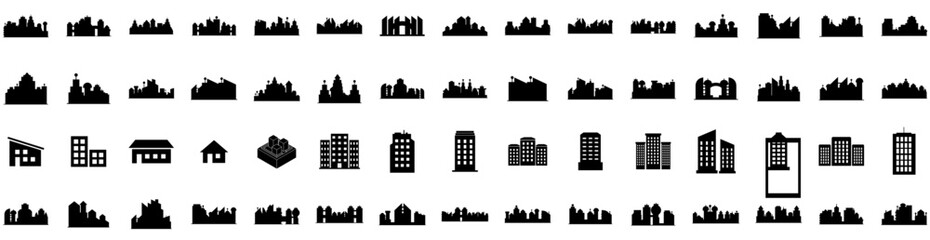 Set Of Urban Icons Isolated Silhouette Solid Icon With Background, Urban, Art, Abstract, Poster, Modern, Grunge Infographic Simple Vector Illustration Logo