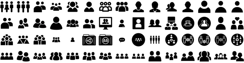 Set Of Users Icons Isolated Silhouette Solid Icon With Avatar, Business, Icon, Illustration, User, Vector, People Infographic Simple Vector Illustration Logo