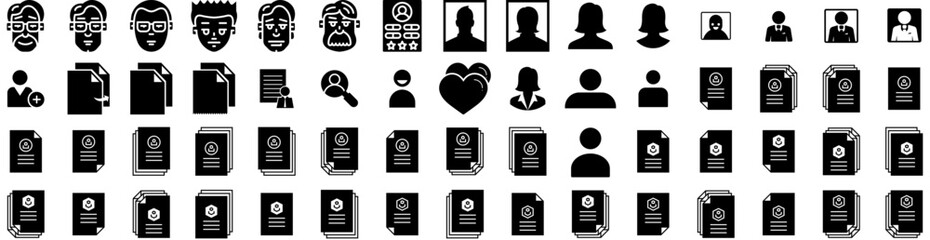 Set Of Profile Icons Isolated Silhouette Solid Icon With Vector, Business, Illustration, Profile, Social, People, Face Infographic Simple Vector Illustration Logo