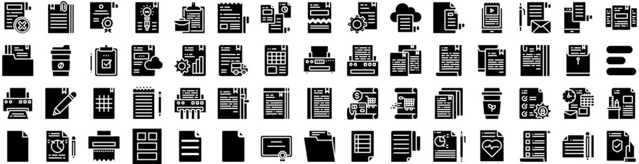 Set Of Paper Icons Isolated Silhouette Solid Icon With Texture, Background, Pattern, Grunge, Paper, Vintage, Blank Infographic Simple Vector Illustration Logo