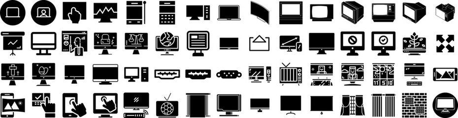 Set Of Screen Icons Isolated Silhouette Solid Icon With Digital, Computer, Technology, Blank, Screen, Display, Device Infographic Simple Vector Illustration Logo