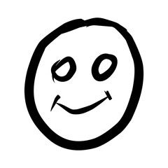 Hand Drawn Emoji faces Icon. Emoticon Doodle ink brush icons of happy, excited, sad, loved, angry face vector illustration.