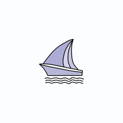 Hand-drawn boat icon, vector illustration