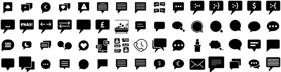 Set Of Bubble Icons Isolated Silhouette Solid Icon With Bubble, White, Illustration, Speech, Communication, Message, Set Infographic Simple Vector Illustration Logo