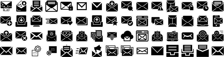 Set Of Email Icons Isolated Silhouette Solid Icon With Web, Email, Internet, Message, Mail, Business, Vector Infographic Simple Vector Illustration Logo