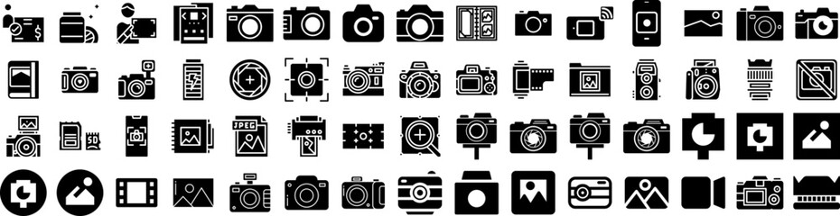 Set Of Photo Icons Isolated Silhouette Solid Icon With Design, Background, Photo, Blank, Paper, Picture, Frame Infographic Simple Vector Illustration Logo