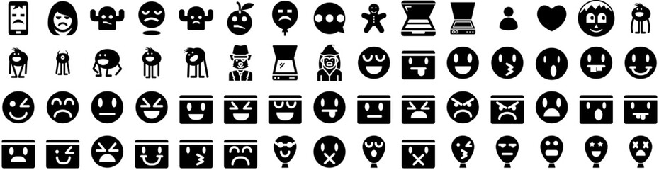 Set Of Character Icons Isolated Silhouette Solid Icon With Design, Character, Set, Isolated, Flat, Illustration, Vector Infographic Simple Vector Illustration Logo