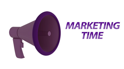 marketing time banner template. Advertising design for social network vector illustration. Template for retail promotion and announcement. Online shopping and marketing flyer with 3d light megaphone