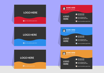 :Double-sided creative business card template.Modern and simple business card design.Portrait and landscape orientation. Horizontal and vertical layout. Vector illustration.
