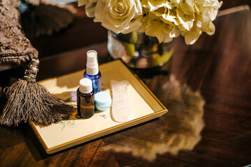 Mocap for face cream in the interior. a jar for face cream