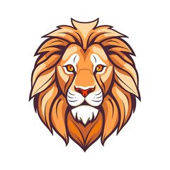 Fototapeta na wymiar Lion head, cartoon style, color, minimalist, isolated PNG