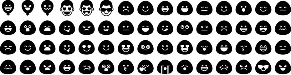 Set Of Feeling Icons Isolated Silhouette Solid Icon With Emotion, Concept, Smile, People, Person, Feeling, Happy Infographic Simple Vector Illustration Logo