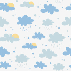 Clouds pattern with gender color in flat style. Seamless pattern for kids or children suitable for print or decorative