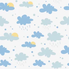 Fototapete Rund Clouds pattern with gender color in flat style. Seamless pattern for kids or children suitable for print or decorative © Teddy