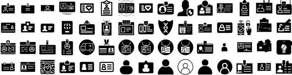 Set Of Identity Icons Isolated Silhouette Solid Icon With Identity, Corporate, Business, Template, Design, Stationery, Brochure Infographic Simple Vector Illustration Logo