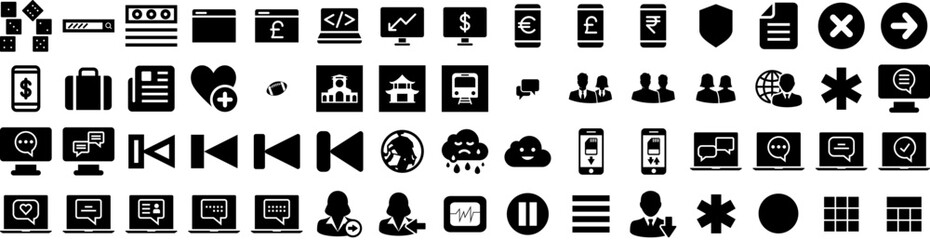 Set Of Resume Icons Isolated Silhouette Solid Icon With Interview, Resume, Cv, Job, Business, Curriculum, Work Infographic Simple Vector Illustration Logo