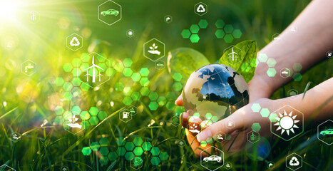Environmental technology concept.Sustainable Development Goals (SDGs).Renewable resource technology...