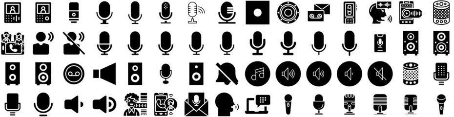 Set Of Voice Icons Isolated Silhouette Solid Icon With Voice, Audio, Vector, Sound, Speech, Background, Icon Infographic Simple Vector Illustration Logo