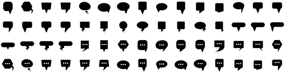 Set Of Bubble Icons Isolated Silhouette Solid Icon With White, Communication, Message, Set, Illustration, Speech, Bubble Infographic Simple Vector Illustration Logo