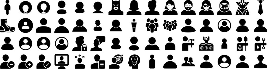 Set Of Person Icons Isolated Silhouette Solid Icon With People, Team, Female, Person, Group, Business, Office Infographic Simple Vector Illustration Logo