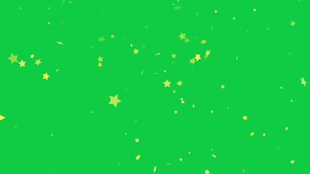 Falling yellow stars overlay with green screen.(easily removable background with keylight effect)