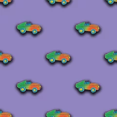 Papier Peint photo autocollant Course de voitures Seamless pattern with the image of a painted car. A template for superimposing something on top of something. Square image.
