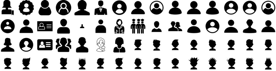 Set Of Avatar Icons Isolated Silhouette Solid Icon With Male, People, Illustration, Person, Human, Man, Avatar Infographic Simple Vector Illustration Logo