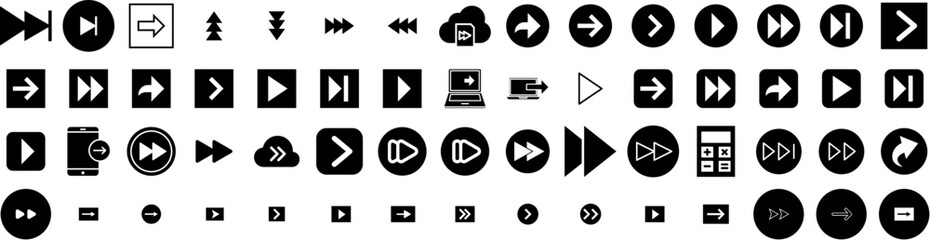 Set Of Forward Icons Isolated Silhouette Solid Icon With Forward, Arrow, Concept, Vector, Web, Design, Illustration Infographic Simple Vector Illustration Logo