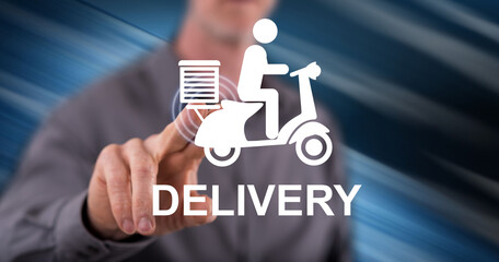 Man touching a delivery concept
