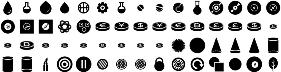 Set Of Round Icons Isolated Silhouette Solid Icon With Vector, Background, Symbol, Logo, Round, Abstract, Design Infographic Simple Vector Illustration Logo
