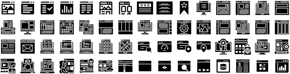 Set Of Webpage Icons Isolated Silhouette Solid Icon With Page, Web, Interface, Webpage, Website, Vector, Design Infographic Simple Vector Illustration Logo