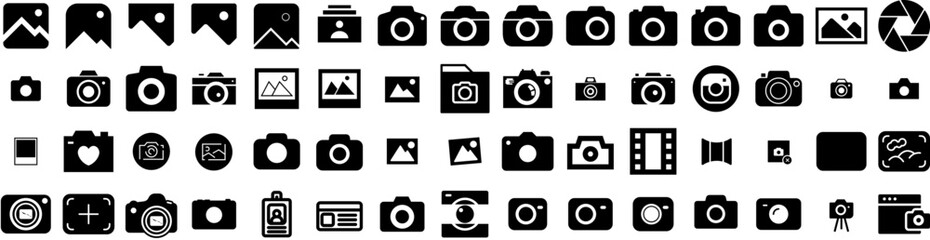 Set Of Photo Icons Isolated Silhouette Solid Icon With Frame, Paper, Blank, Photo, Design, Background, Picture Infographic Simple Vector Illustration Logo