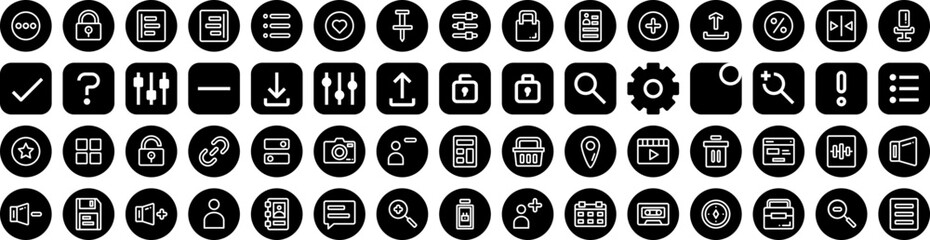 Set Of Interface Icons Isolated Silhouette Solid Icon With Design, Interface, Digital, Screen, Vector, Frame, Template Infographic Simple Vector Illustration Logo