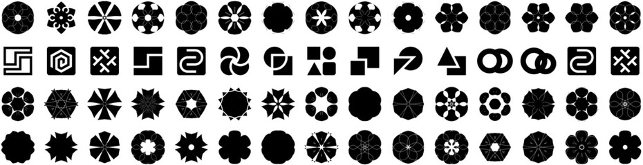 Set Of Abstract Icons Isolated Silhouette Solid Icon With Illustration, Design, Graphic, Shape, Abstract, Background, Modern Infographic Simple Vector Illustration Logo