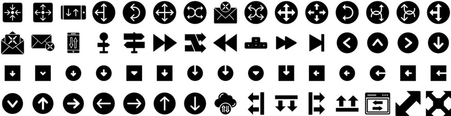 Set Of Arrows Icons Isolated Silhouette Solid Icon With Set, Symbol, Collection, Arrow, Sign, Design, Vector Infographic Simple Vector Illustration Logo
