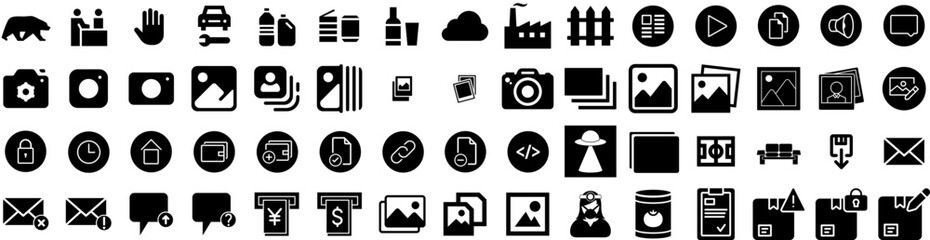 Set Of Images Icons Isolated Silhouette Solid Icon With Frame, Photo, Web, Image, Picture, Design, Vector Infographic Simple Vector Illustration Logo
