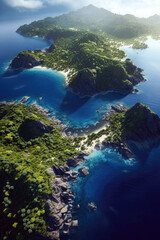 Fototapeta na wymiar Aerial view of tropical islands and blue sea