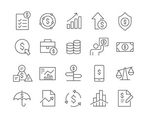 Investment Icons - Vector Line. Editable Stroke.