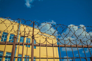 fence, sky, bars, freedom, prison, captivity, barbed wire