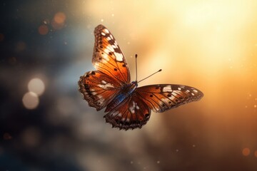 Fototapeta na wymiar Radiant Butterfly Bathed in Sunlight