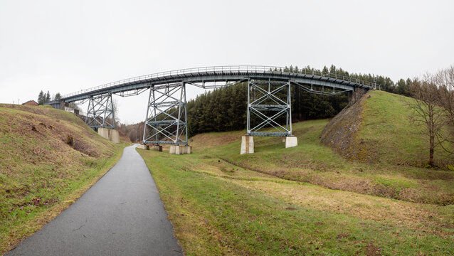 Steel railroad bridge over the valley.  Oberwiesenthal, Erzgebirgskreis