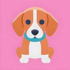 beagle cartoon illustration in pink background