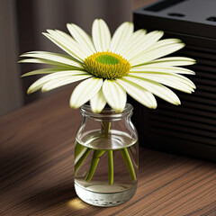 daisies in a vase on the table