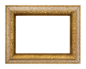 gold plated wooden picture frame, isolated on white background