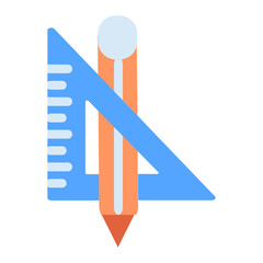 Pencil and Ruler Icon represents precision, measurement, and technical drawing, highlighting accuracy and meticulousness