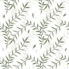 Handrawn leaves seamless pattern textile, leaf background, watercolor style